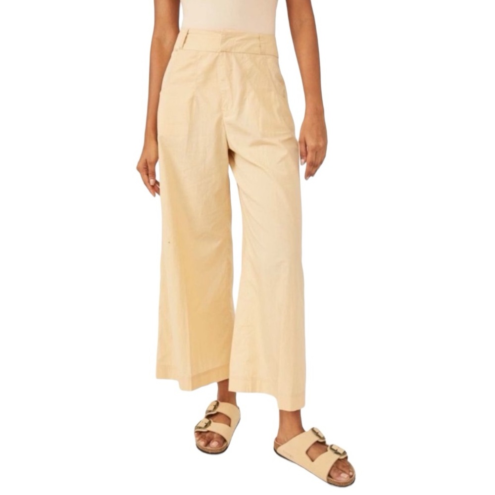 Free People Pants Womens Size 10 Menorca Cropped Wide Leg Gosling High Waisted